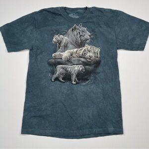 The Mountain Tee Shirt White Tiger Wildlife Tie Dye Cotton Gorp Outdoor Hiking